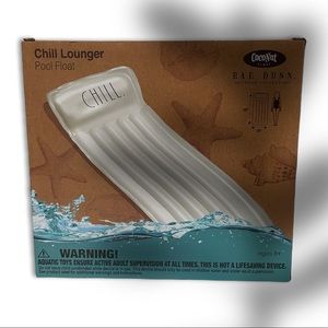 New Rae Dunn pool float “Chill”  8+ White Lounger Black LL Adult 68” X 28”